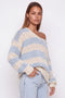 Chunky Striped Off-the-Shoulder Knit Sweater