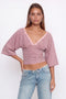 Pink Striped V-Neck Crop Top