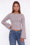 Striped Boat Neck Long-Sleeve Top