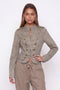 Fitted Washed Cotton Military-Style Jacket