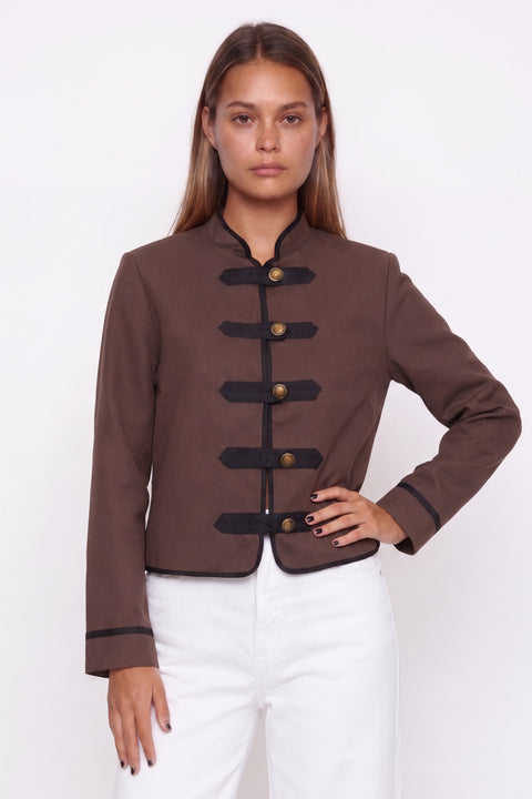 Structured Mandarin Collar Military Jacket