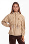 Gingham Check Zip-Up Hooded Utility Jacket