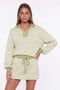 Striped Polo Sweatshirt and Mini Skirt Set