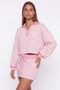 Striped Polo Sweatshirt and Mini Skirt Set