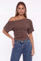 Off-The-Shoulder Ruched Short Sleeve Top