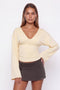 Butter Yellow Ruched V-Neck Top