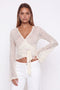 Boho Cream Lace V-Neck Tie-Wrap Crop Top