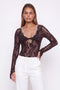 Lace Twist-Front Long Sleeve Bodysuit
