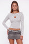 Striped Long Sleeve Keyhole Top with Front Button Detail
