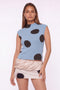 Polka Dot Mock Neck Knit Top