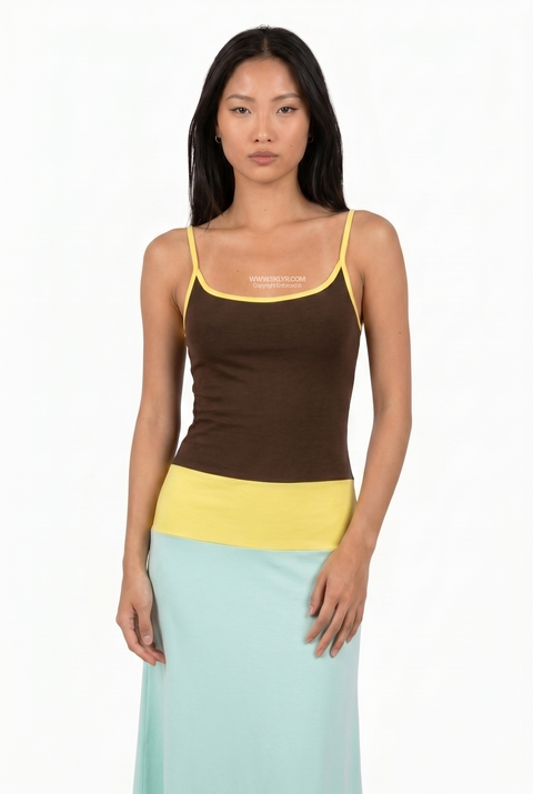 Color-Block Tricolor Strappy Midi Dress