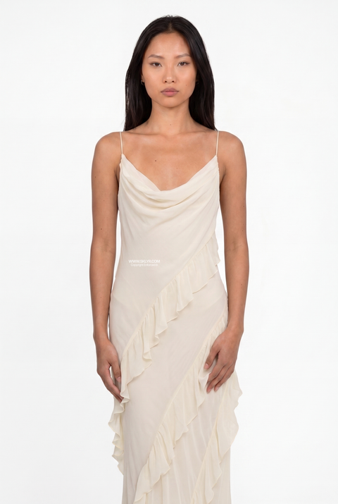 Ivory Lace Overlay Maxi Dress