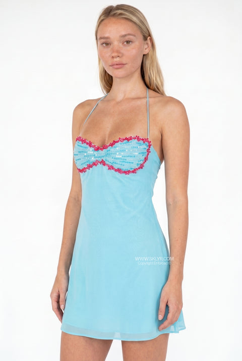 Sky Blue Slip Mini Dress