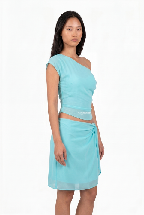 Asymmetrical Top and Sarong Skirt Set