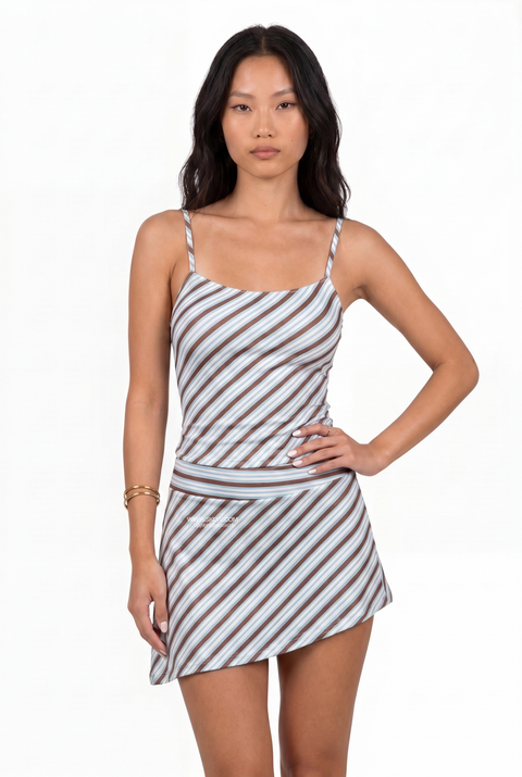 Casual Diagonal Stripe Mini Dress