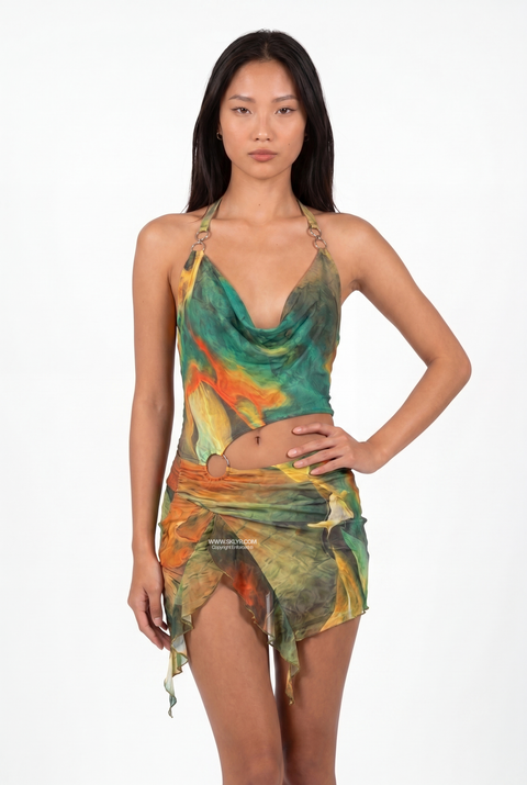 Draped Asymmetric Mini Dress
