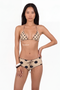 Beige Polka Dot Triangle Top and Lace-Up Boyshort Bikini