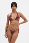 Abstract Red Tie-Side Micro Bikini