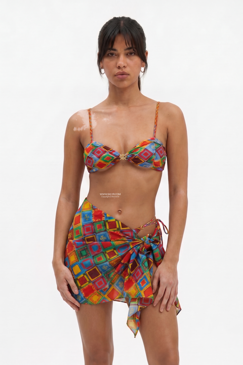 Vibrant Geometric Resort 3-Piece Bikini