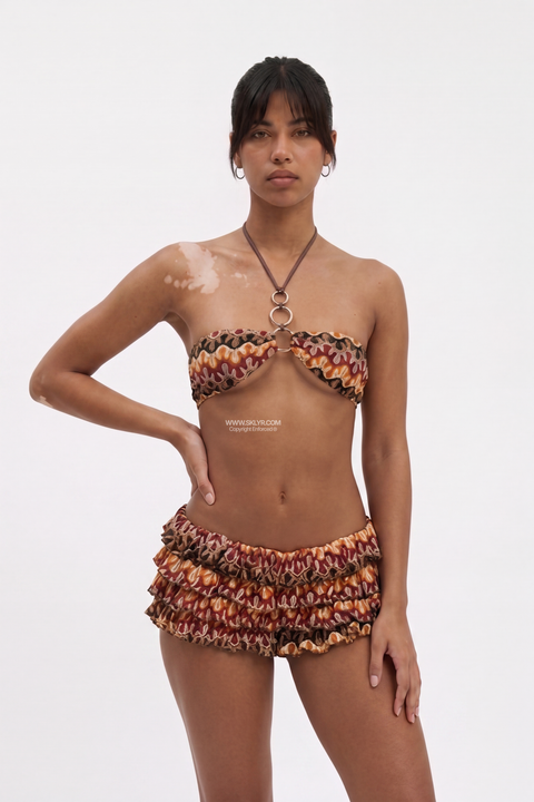 Paisley Print O-Ring Halter Bikini Set