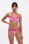Hot Pink & Light Pink Striped Triangle Bikini