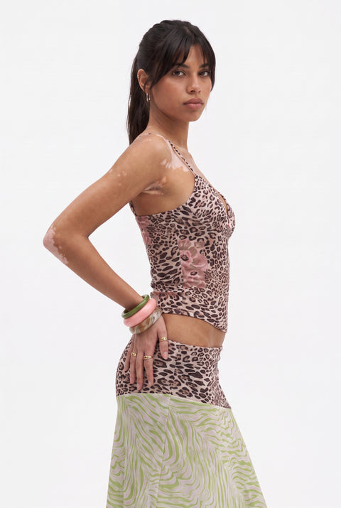 Two-Piece Leopard and Green Zebra Skirt Set