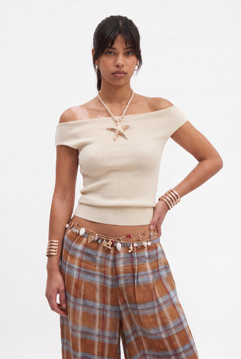 Plaid Wide-Leg Relaxed Pants