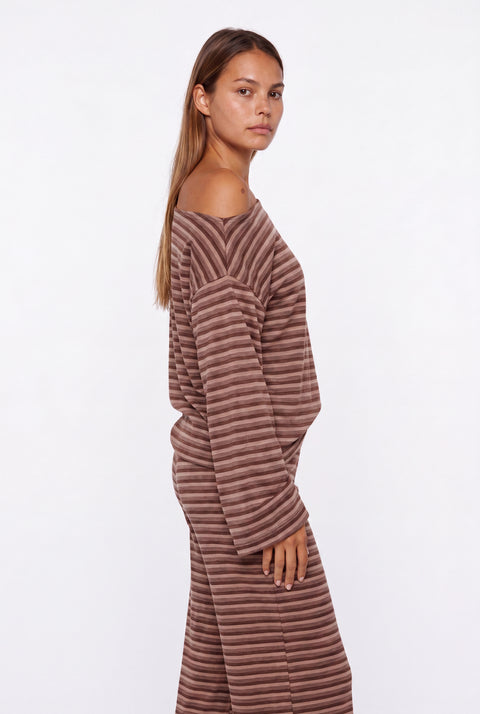 Off-the-Shoulder Striped Lounge Set