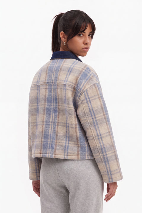 Relaxed Plaid Zip-Up Jacket