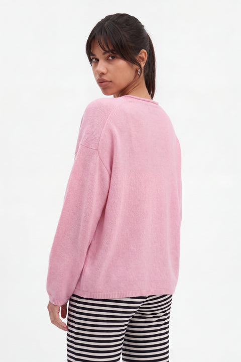 Soft Pink Button-Up Knit Cardigan