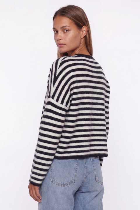 The Classic Striped Cashmere-Blend Cardigan