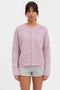 Cozy Striped Cashmere-Blend Cardigan Pink & Grey