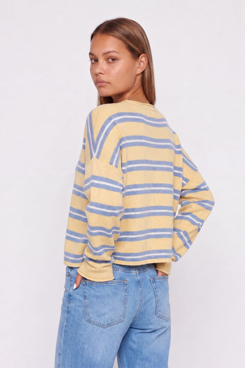 Relaxed Striped Cashmere-Blend Cardigan