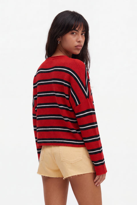 Relaxed Striped Cashmere-Blend Cardigan