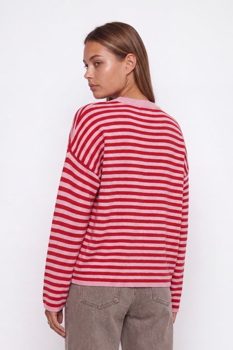Oversized Striped Knit Crewneck Sweater