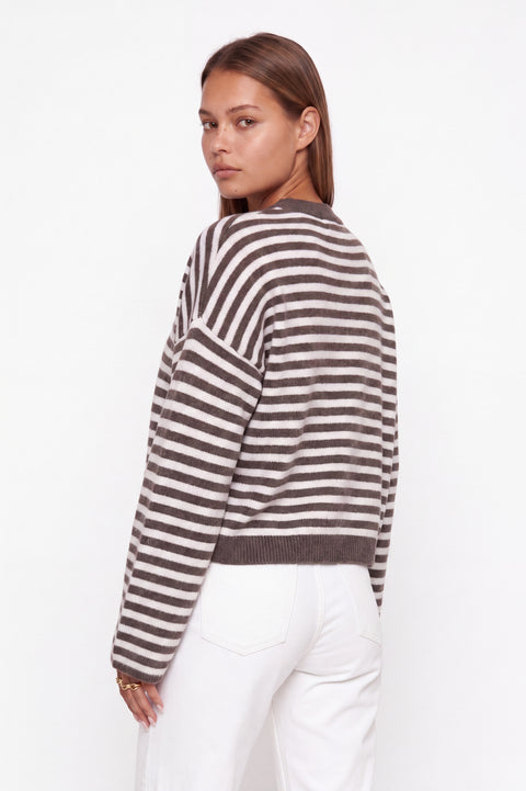 Oversized Striped Knit Crewneck Sweater