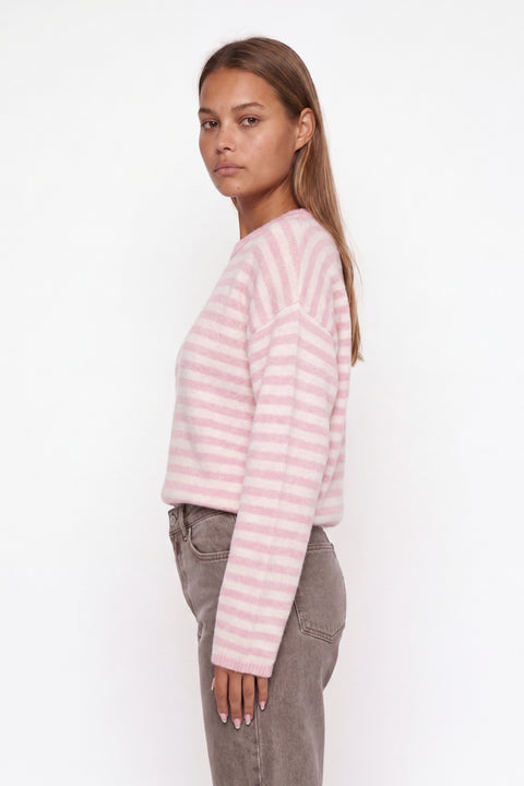 Oversized Striped Knit Crewneck Sweater