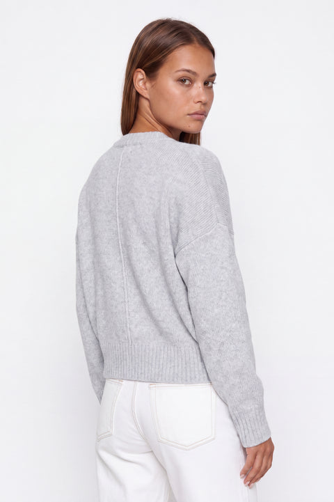 Light Grey Cropped Zip-Up Knit Cardigan