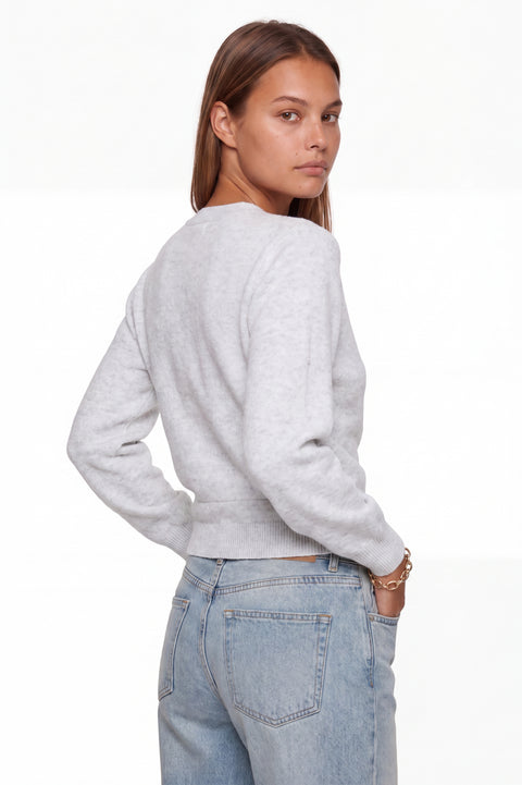 Heather Grey V-Neck Knit Wrap Sweater