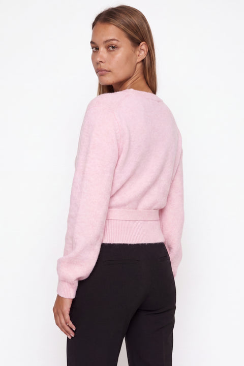 Heather Grey V-Neck Knit Wrap Sweater