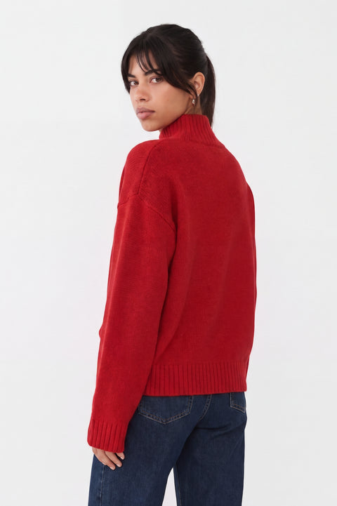 Ribbed Mock Neck Knit Sweater