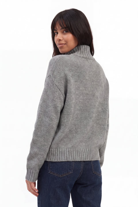 Ribbed Mock Neck Knit Sweater