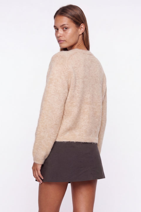 Beige Fuzzy Knit Cardigan