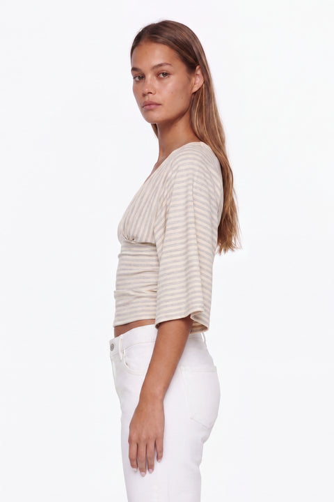 Pink Striped V-Neck Crop Top