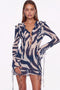 Sheer Zebra Print Ruffle Mini Dress