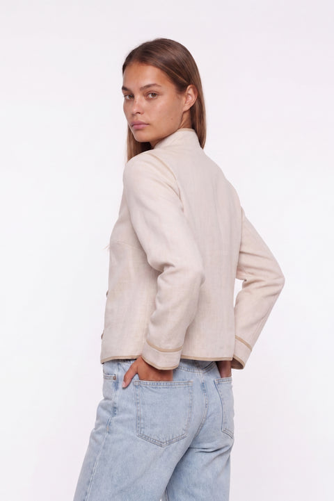 Structured Mandarin Collar Military Jacket