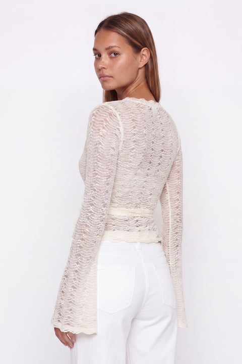 Boho Cream Lace V-Neck Tie-Wrap Crop Top