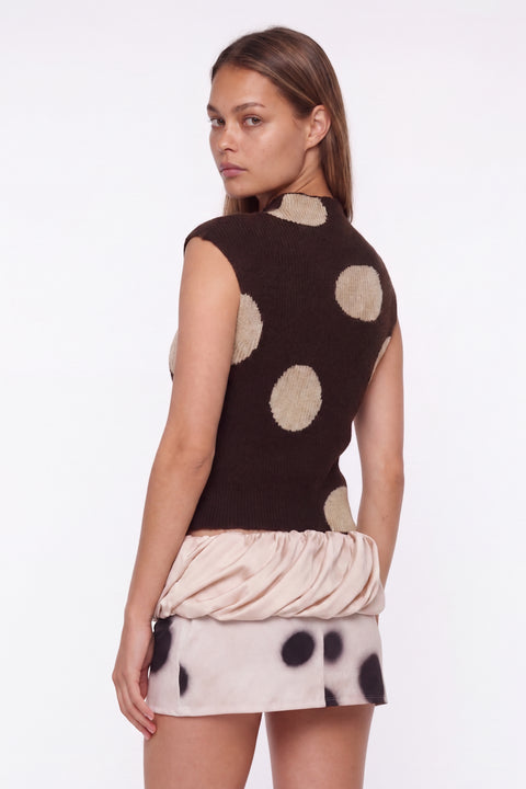 Polka Dot Mock Neck Knit Top