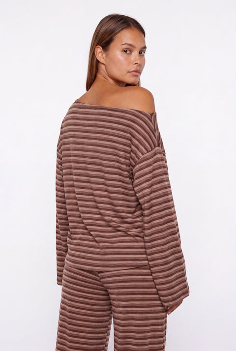 Off-the-Shoulder Striped Lounge Set