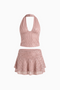 Blush Ruched Halter & Skirt Set